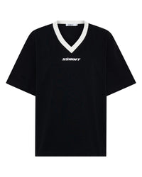 Reflective V Neck Tee - Black