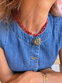 Sare Red Beaded Necklace
