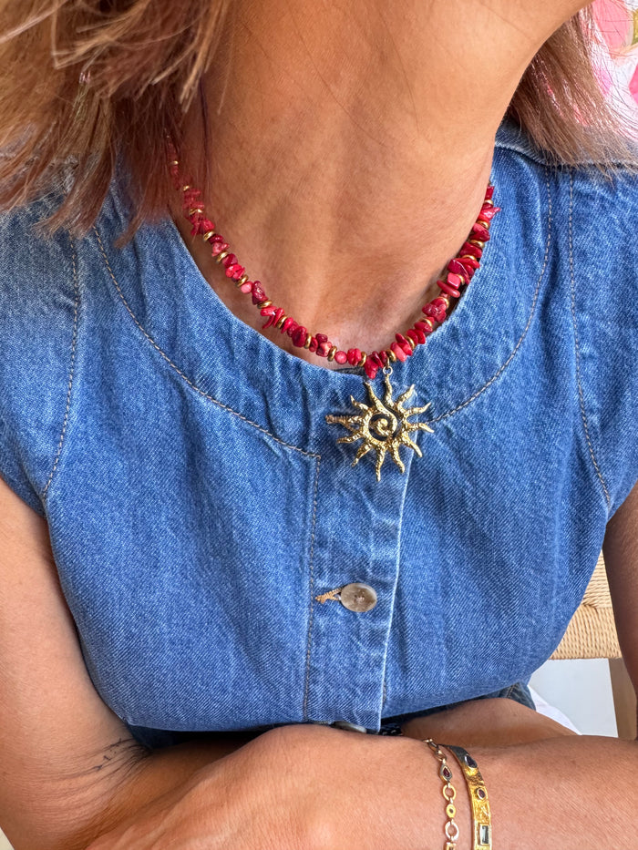 Sare Red Beaded Necklace