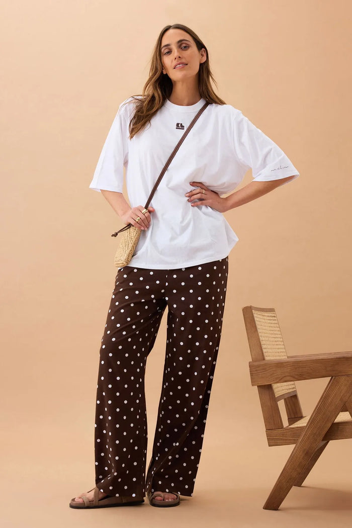 Resort Pant - Choc Polka Dot