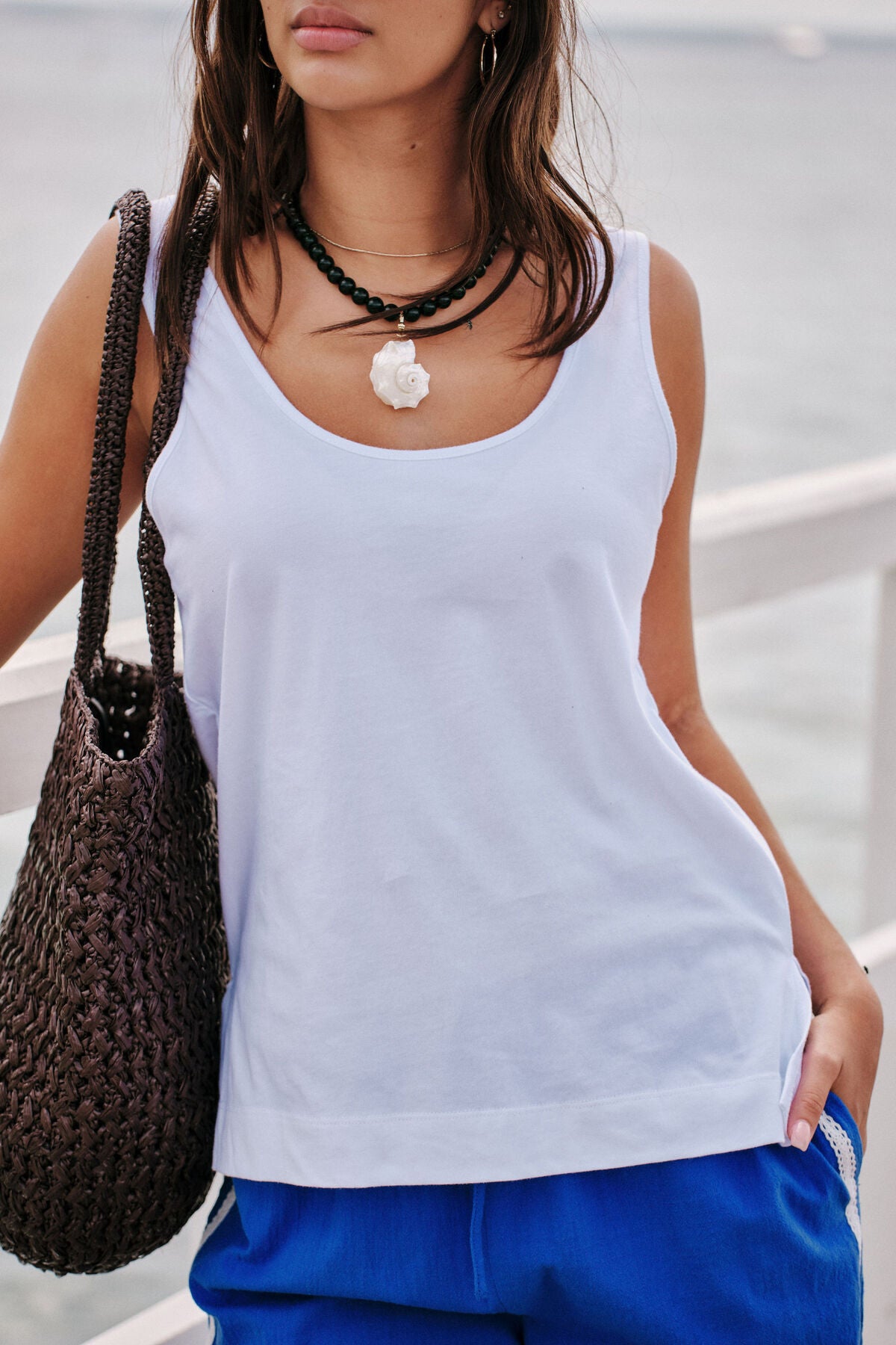 Bloom Slouchy Scoop Tank - White