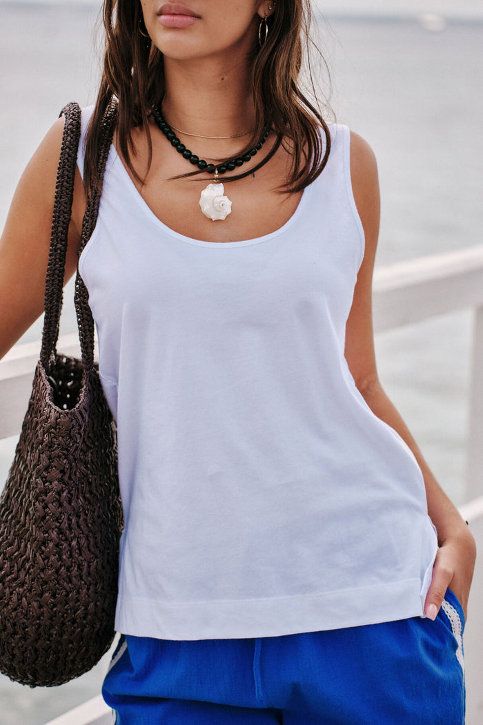 Bloom Slouchy Scoop Tank - White
