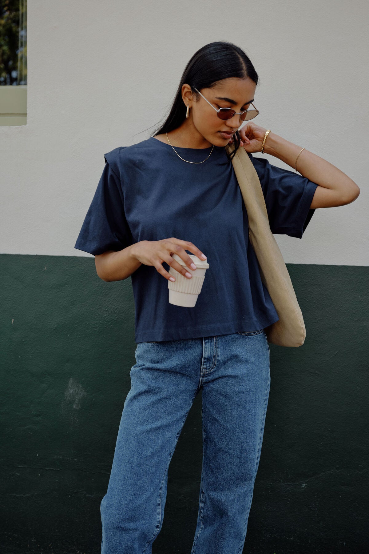 Rainey Pleat Sleeve Tee - True Navy