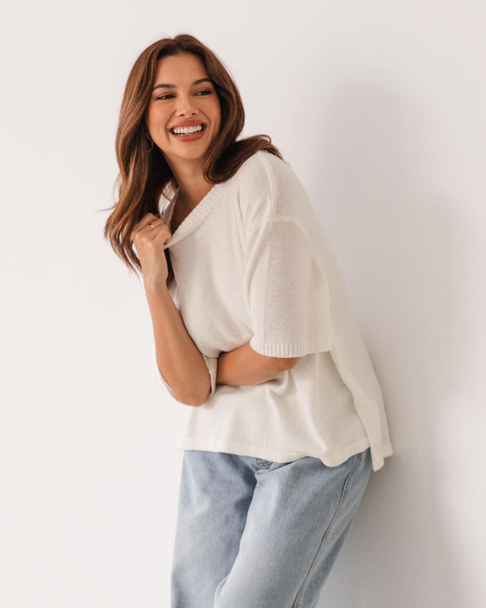Winnie Knit Tee - White