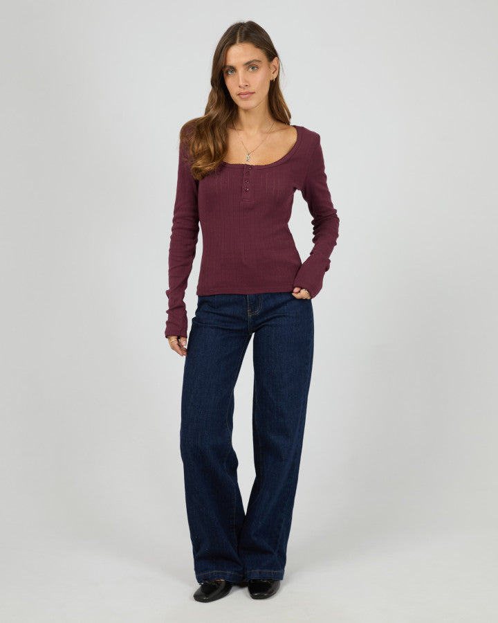 Tia Long Sleeve Top - Wine
