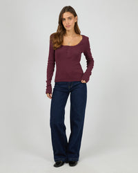 Tia Long Sleeve Top - Wine