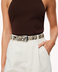 Brynlee Belt - Cream Snake-Silver