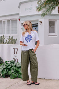 Bella Barrel Pant - Washed Olive. Ceres Life