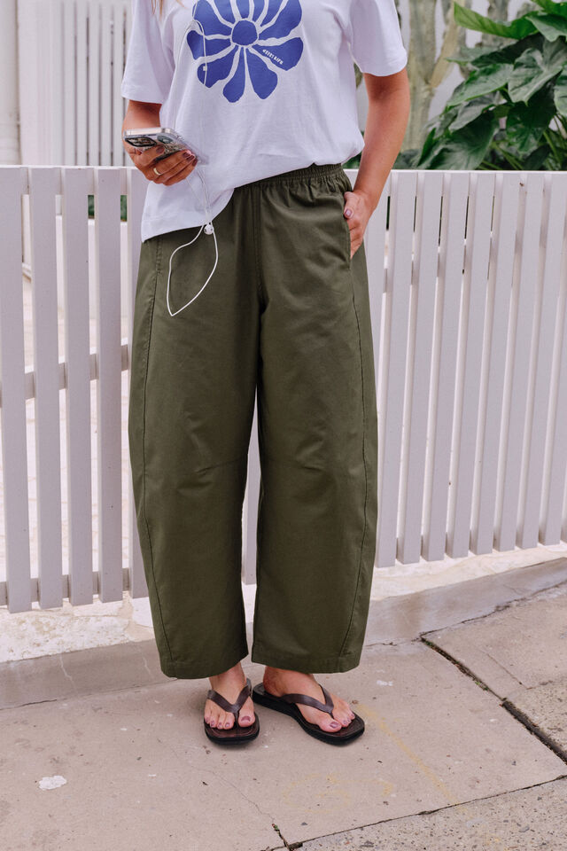Bella Barrel Pant - Washed Olive. Ceres Life