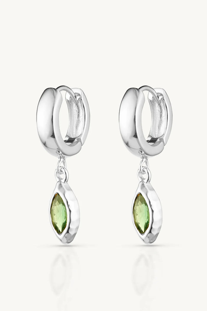 Belle Apatite Silver Huggies