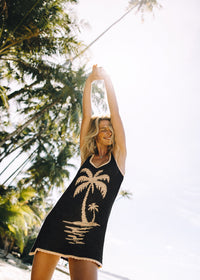 Palm Beach U Crochet Knit Dress - Black