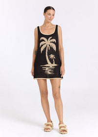 Palm Beach U Crochet Knit Dress - Black