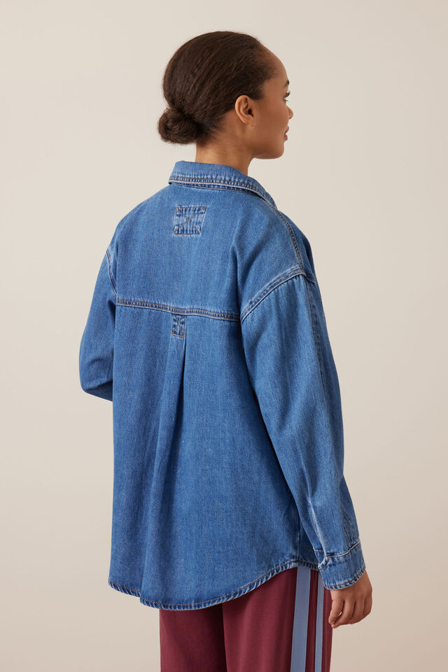 Bobbi Side Pocket Denim Shacket - Indigo. Ceres Life