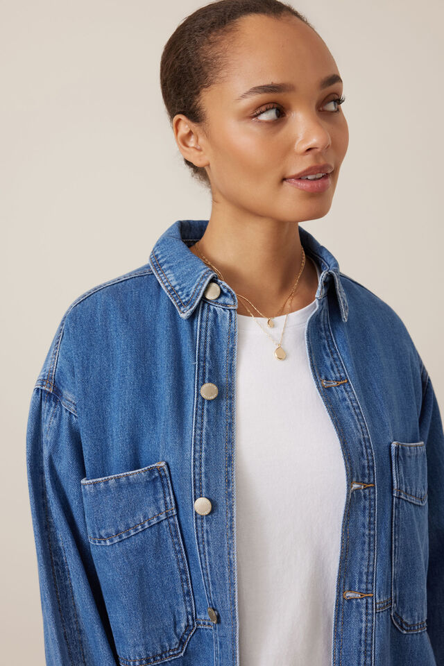 Bobbi Side Pocket Denim Shacket - Indigo. Ceres Life