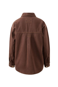 Bobbi Side Pocket Denim Shacket/Chocolate. Ceres Life