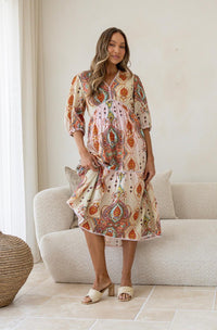 Bohemian Paisley Lace Trim Dress with separate slip - Soft Pink Soft Green. Sare Store