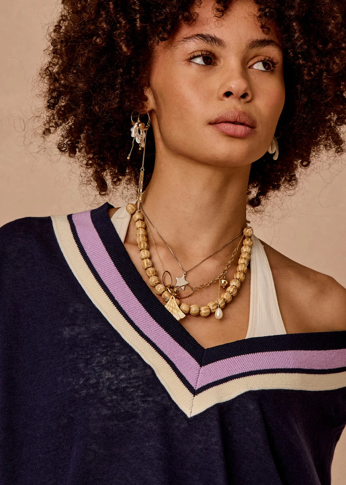 Bonita V Neck Knit - Navy. The Upside