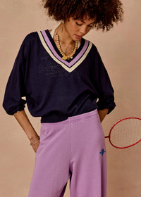 Bonita V Neck Knit - Navy. The Upside
