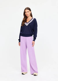 Bonita V Neck Knit - Navy. The Upside