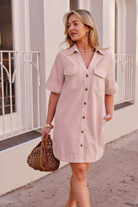 Bonnie Relaxed Shirt Dress - Blossom Pink. Ceres Life