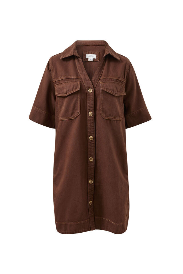 Bonnie Relaxed Shirt Dress - Chocolate. Ceres Life
