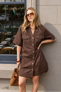 Bonnie Relaxed Shirt Dress - Chocolate. Ceres Life
