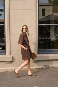 Bonnie Relaxed Shirt Dress - Chocolate. Ceres Life