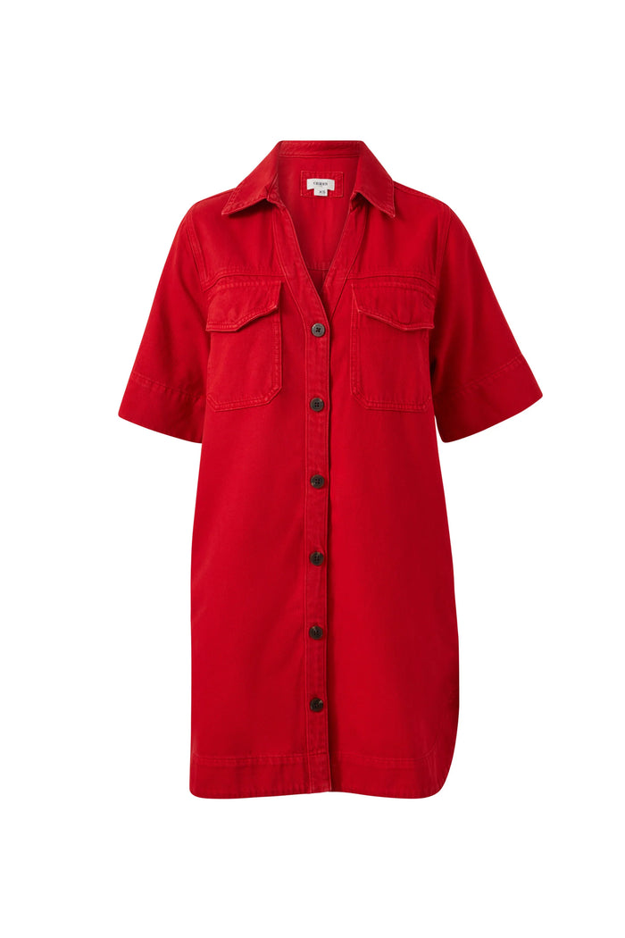 Bonnie Relaxed Shirt Dress - Crimson