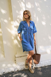 Bonnie Relaxed Shirt Dress - Fresh Indigo. Ceres Life