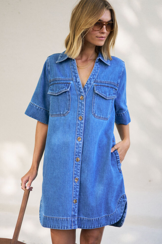 Bonnie Relaxed Shirt Dress - Fresh Indigo. Ceres Life