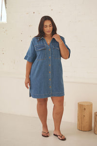 Bonnie Relaxed Shirt Dress - Fresh Indigo. Ceres Life