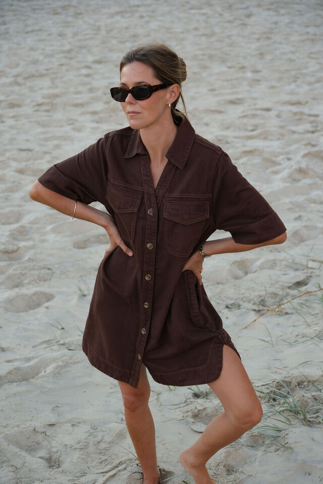 Bonnie Relaxed Shirt Dress - Chocolate