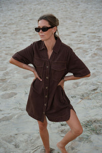 Bonnie Relaxed Shirt Dress - Chocolate