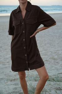 Bonnie Relaxed Shirt Dress - Chocolate