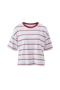 Brea Boxy Tee - Sunfaded Pink/Mulburry Stripe. Ceres Life