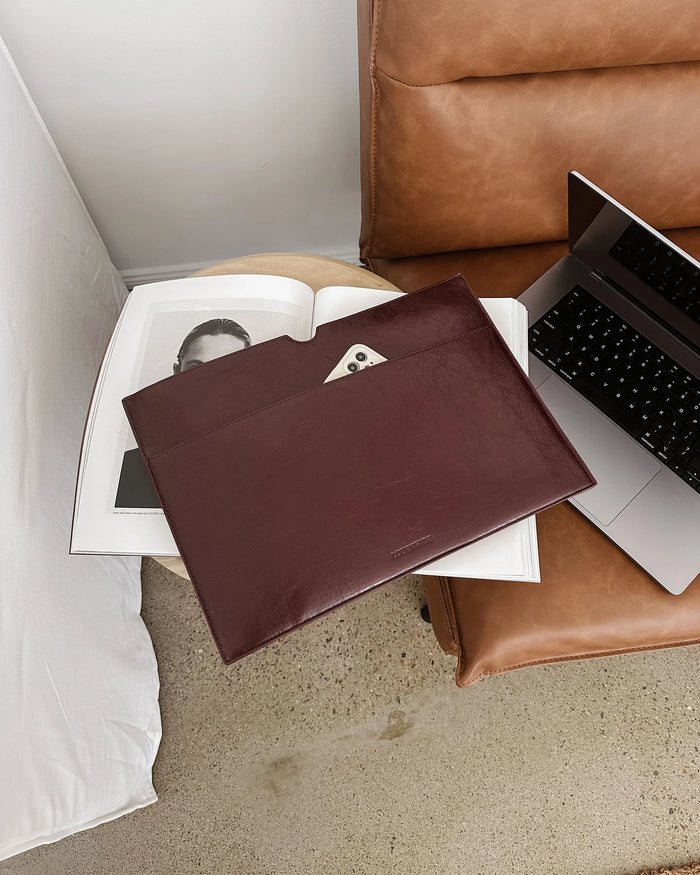 Brooke Laptop Slip - Burgundy Patent. Louenhide