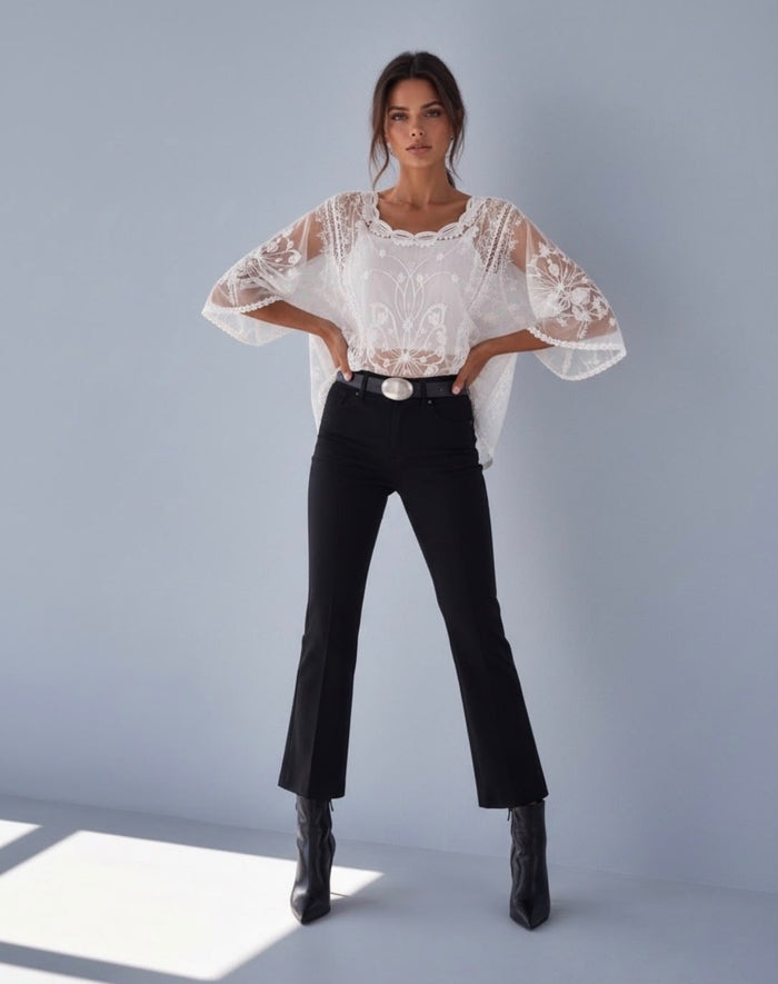 Butterfly Lace Top - White