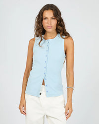 Button Up Tank - Light Blue. Silent Theory Women