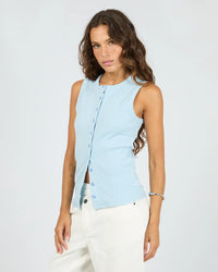 Button Up Tank - Light Blue. Silent Theory Women