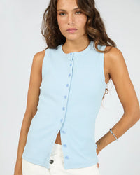 Button Up Tank - Light Blue. Silent Theory Women