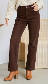 Stretch Straight Leg Jeans - Chocolate