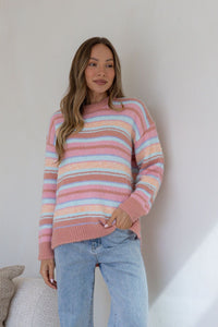 Bastille Chunky Stripe Knit - Blue/Pink