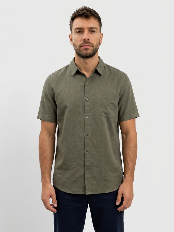 Linen Short Sleeve Shirt II - Khaki