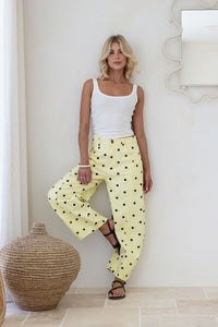 Polka Dot Barrel Jean - Lemon