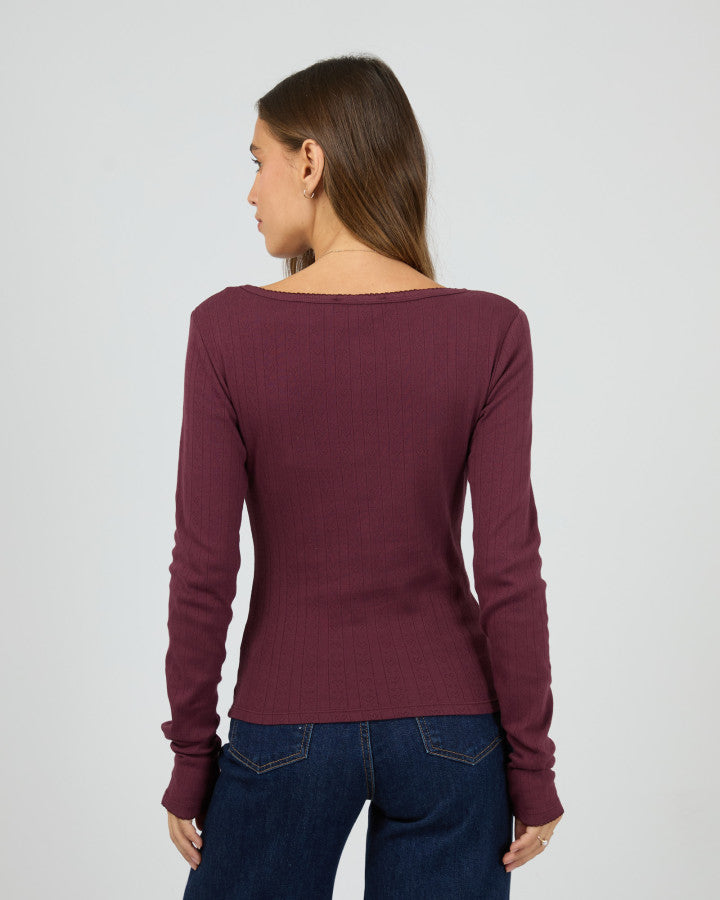 Tia Long Sleeve Top - Wine