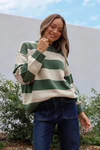 Brady Bunch Knit - Khaki/Latte Stripe