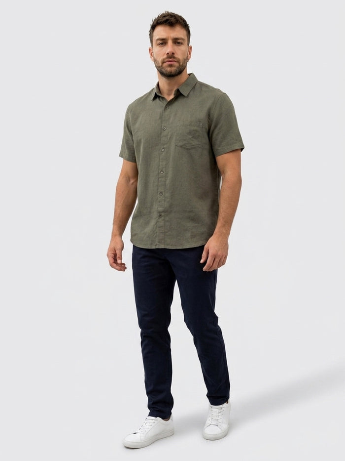 Linen Short Sleeve Shirt II - Khaki