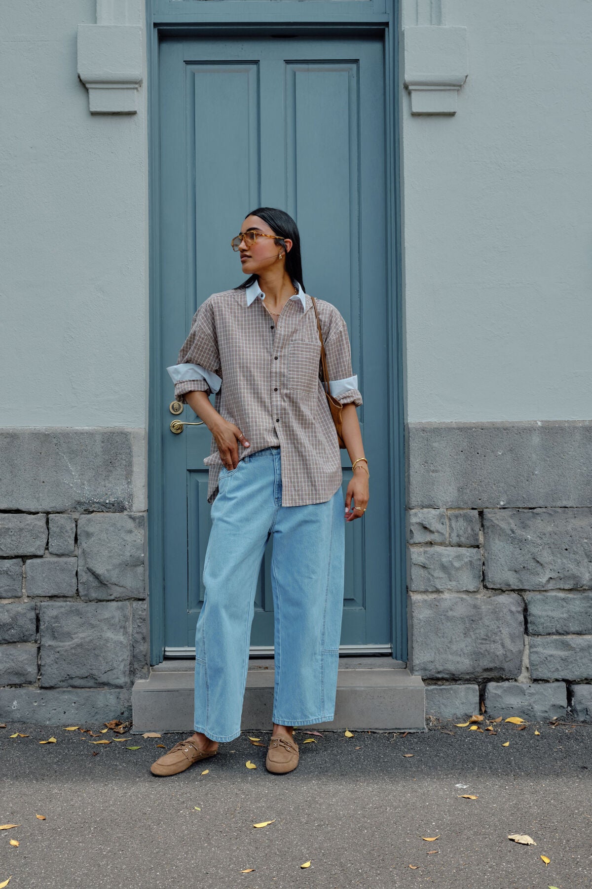 Peta Oversized Shirt - Toffee Check