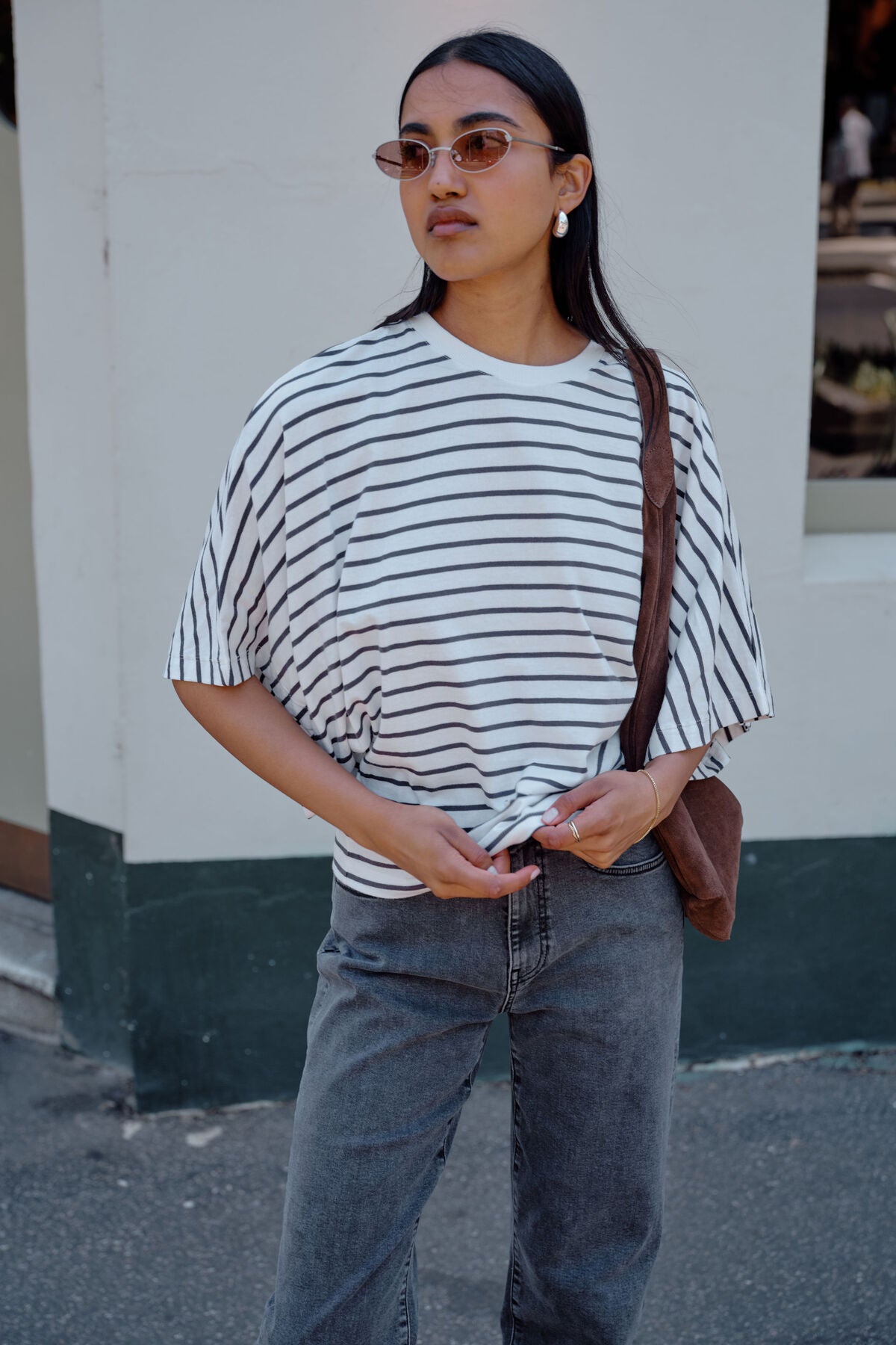 Lucy Relaxed Sleeve Tee - Vanilla/Phantom Stripe