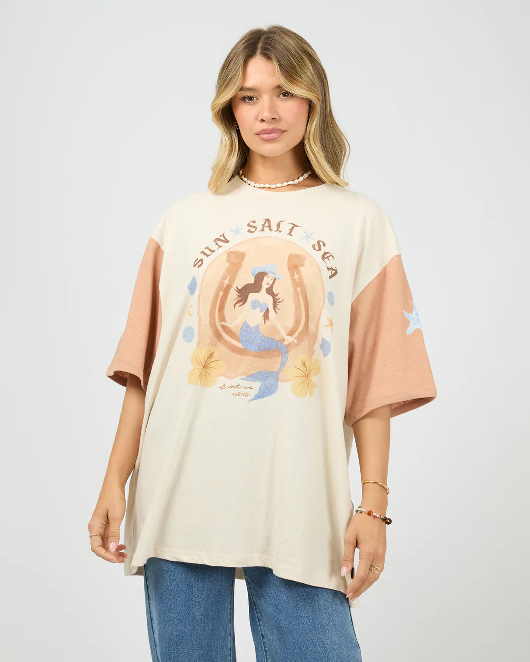 Sun Salt Sea Oversized Tee - Vanilla